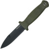 Demko Knives Armiger 4 Fixed Blade Boot Knife - 4.25" 80CrV2 Black Powder Coated Double Edge Spear Point Plain Blade, OD Green Thermal Plastic Rubber Handle, Full Tang, Kydex Sheath