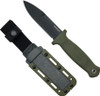 Demko Knives Armiger 4 Fixed Blade Boot Knife - 4.25" 80CrV2 Black Powder Coated Double Edge Spear Point Plain Blade, OD Green Thermal Plastic Rubber Handle, Full Tang, Kydex Sheath