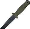 Demko Knives Armiger 4 Fixed Blade Boot Knife - 4.25" 80CrV2 Black Powder Coated Tanto Plain Blade, OD Green Thermal Plastic Rubber Handle, Full Tang, Kydex Sheath