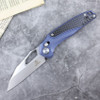 DEFCON Knives Recon Folding Knife - 3.75" Bohler M390 Wharncliffe Blade, Blue Titanium Handles with Carbon Fiber Inlay, Axis Lock - TF9132