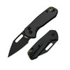 CJRB Cutlery Mini Pyrite Folding Knife - 2.17" AR-RPM9 Black PVD Wharncliffe Blade, Black Aluminum Handles, Button Lock - J1933-BBK