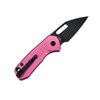 CJRB Cutlery Mini Pyrite Folding Knife - 2.17" AR-RPM9 Black PVD Wharncliffe Blade, Pink Aluminum Handles, Button Lock - J1933-BPK