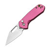 CJRB Cutlery Mini Pyrite Folding Knife - 2.17" AR-RPM9 Sand Polish Wharncliffe Blade, Pink Aluminum Handles, Button Lock - J1933-PK