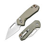 CJRB Cutlery Mini Pyrite Folding Knife - 2.17" AR-RPM9 Sand Polish Wharncliffe Blade, Green Aluminum Handles, Button Lock - J1933-GN