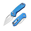 CJRB Cutlery Mini Pyrite Folding Knife - 2.17" AR-RPM9 Sand Polish Wharncliffe Blade, Blue Aluminum Handles, Button Lock - J1933-BU