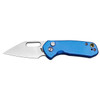 CJRB Cutlery Mini Pyrite Folding Knife - 2.17" AR-RPM9 Sand Polish Wharncliffe Blade, Blue Aluminum Handles, Button Lock - J1933-BU