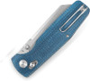 Bestech Knives Slasher Crossbar Lock Folding Knife - 3.5" D2 Stonewashed Sheepsfoot Blade, Blue Canvas Micarta Handles - BG56C-1