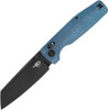 Bestech Knives Slasher Crossbar Lock Folding Knife - 3.5" D2 Black Sheepsfoot Blade, Blue Canvas Micarta Handles - BG56C-2