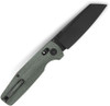 Bestech Knives Slasher Crossbar Lock Folding Knife - 3.5" D2 Black Sheepsfoot Blade, Green Canvas Micarta Handles - BG56B-2