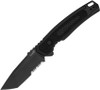 Kershaw 7105 Launch 16 AUTO Folding Knife - 3.45" CPM-M4 Black Cerakote Tanto Combo Blade, Black Aluminum Handles with Trac-Tec Inlays, Reversible Clip
