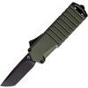 Tekto Knives A2 BADGER Mini Automatic OTF Knife - 1.85" Titanium-Coated D2 Steel Tanto Blade, OD Green Aluminum Handle, California Compliant