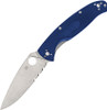 Spyderco Resilience Lightweight Folding Knife - 4.2" CPM-S35VN Satin Partially Serrated Blade, Blue FRN Handles - C142PSBL