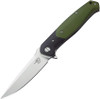 Bestech Knives Swordfish Flipper Knife - 4" CPM-Magnacut Satin Blade, Green and Black G10 Handles