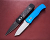 ProTech E7T05 Emerson CQC7 AUTO Folding Knife - 3.25" 154CM Bead Blasted Tanto Plain Blade, Blue Jigged Aluminum Handles - E7T05-BLUE