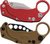 Reate Knives EXO-K Button Lock Gravity Karambit - 3.13" Bohler N690 Satin Blade, Textured Red Aluminum Handles, Includes Trainer