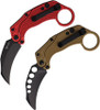 Reate Knives EXO-K Button Lock Gravity Karambit - 3.13" Bohler N690 Black PVD Blade, Textured Red Aluminum Handles, Includes Trainer