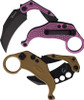 Reate Knives EXO-K Button Lock Gravity Karambit - 3.13" Bohler N690 Black PVD Blade, Textured Purple Aluminum Handles, Includes Trainer