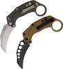 Reate Knives EXO-K Button Lock Gravity Karambit - 3.13" Bohler N690 Satin Blade, Textured Green Aluminum Handles, Includes Trainer