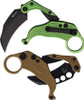 Reate Knives EXO-K Button Lock Gravity Karambit - 3.13" Bohler N690 Black PVD Blade, Textured Lime Green Aluminum Handles, Includes Trainer