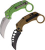 Reate Knives EXO-K Button Lock Gravity Karambit - 3.13" Bohler N690 Satin Blade, Textured Lime Green Aluminum Handles, Includes Trainer