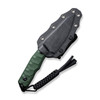 CIVIVI Knives PG Knives Propugnator Fixed Blade Knife - 4.15" D2 Black Stonewashed Reverse Tanto Blade, Milled Green Canvas Micarta Handles, Kydex Sheath - C23002-2