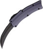 Heretic Knives Roc OTF Auto Knife - 3.2" CPM-MagnaCut Hawkbill Gray DLC Blade, Purple Aluminum Handles