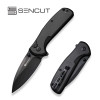 Sencut Knives ArcBlast Button Lock Flipper Knife - 2.98" Black Modified Drop Point Blade, Black Aluminum Handles - S22043B-1