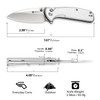 Sencut Knives ArcBlast Button Lock Flipper Knife - 2.98" Satin Modified Drop Point Blade, Silver Aluminum Handles - S22043B-2