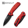 Sencut Knives ArcBlast Button Lock Flipper Knife - 2.98" Black Modified Drop Point Blade, Red Aluminum Handles - S22043B-4