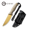 CIVIVI Knives Stormridge Fixed Blade Knife - 3.92" Nitro-V Desert Tan Stonewashed Straight Back Blade, Contoured Tan G10 Handles, Kydex Sheath - C23041-2