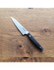 Bradford Knives Paring Kitchen Knife - 3.8" AEB-L Steel Stonewashed Blade, Black G10 Handles, Leather Sheath