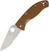 Spyderco Tenacious Folding Knife - 3.39" Satin Combo Blade, Brown G10 Handles, Liner Lock - C122GPSBN