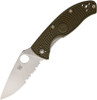 Spyderco Lightweight Tenacious Folding Knife - 3.39" Satin Combo Blade, OD Green FRN Handles, Liner Lock - C122PSOD
