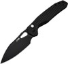 CJRB Cutlery Frack Button Lock Folding Knife - 3.9" AR-RPM9 Black Drop Point Blade, Frag Black Steel Handles - J1931-BFST