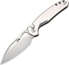 CJRB Cutlery Frack Button Lock Folding Knife - 3.9" AR-RPM9 Stonewashed Drop Point Blade, Stonewashed Steel Handles - J1931-ST