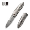 We Knife GTC Solid SLT Frame Lock Flipper Knife - 3.88" CPM-20CV Polished Bead Blast Modified Spear Point Blade, Polished Bead Blasted Integral Titanium Handle - WE22028-2