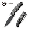 CIVIVI Knives Stormhowl Button Lock Flipper Knife - 3.3" Nitro-V Two-Tone Clip Point Blade, Machined Black Aluminum Handles with Satin Flats - C23040B-1