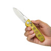 Kubey Knife Bluff Folding Knife - 3.19" Sandvik 14C28N Satin Drop Point Blade, Ultem Handles, Crossbar Lock