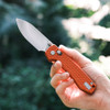 Vosteed Cutlery Raccoon Folding Knife - 3.25" Nitro-V Satin Drop Point Blade, Orange Textured Aluminum Handles