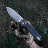 Vosteed Cutlery Raccoon Folding Knife - 3.25" Nitro-V Satin Drop Point Blade, Purple Textured Aluminum Handles