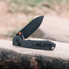 Vosteed Cutlery Raccoon Folding Knife - 3.25" Nitro-V Black Drop Point Blade, Carbon Fiber Handles, Orange Back Spacer and Thumb Stud