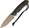 Attleboro Knives The Attleboro Fixed Blade - 4.5" Coyote Brown Cerakote S35VN Drop Point Blade, Black Canvas Micarta Handles, Tan Boltron Sheath