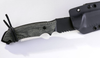 Attleboro Knives The Attleboro Fixed Blade - 4.5" Black Cerakote S35VN Drop Point Serrated Blade, Black Canvas Micarta Handles, Black Boltron Sheath