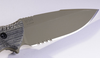 Attleboro Knives The Attleboro Fixed Blade - 4.5" Coyote Brown Cerakote S35VN Drop Point Serrated Blade, Black Canvas Micarta Handles, Tan Boltron Sheath
