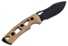 FOBOS Knives Tier 1 Mini Mini Fixed Blade Knife - 3.5" CPM-154 PVD Finish Drop Point, Natural Micarta w/ Black Liners, Brown Leather Sheath