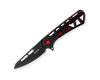 Buck 811 Trace Ops Liner Lock Flipper Knife - 3.23" Black Reverse Tanto Blade, Skeletonized Black/Red Aluminum Handles - 13746