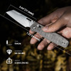 Kizer Knives Vanguard Series Task Clutch Lock Folding Knife - 3.04" 154CM Stonewashed Reverse Tanto Blade, Black Micarta Handles, Reversible Clip, AXIS/Crossbar Lock, Designed by Nick Consoli - V3641C1