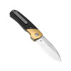 Kizer Knives Vanguard Series Gavel Front Flipper Knife - 2.87" 154CM Satin Spear Point Blade, Black Burlap Micarta Handles with Brass Bolsters, Liner Lock - V3661C1