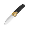 Kizer Knives Vanguard Series Gavel Front Flipper Knife - 2.87" 154CM Satin Spear Point Blade, Black Burlap Micarta Handles with Brass Bolsters, Liner Lock - V3661C1