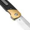 Kizer Knives Vanguard Series Gavel Front Flipper Knife - 2.87" 154CM Satin Spear Point Blade, Black Burlap Micarta Handles with Brass Bolsters, Liner Lock - V3661C1